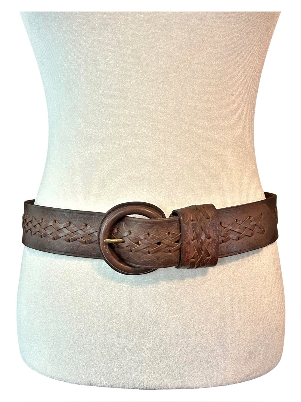 VINTAGE Banana Republic Y2K Leather Woven Belt and Buckle Women’s SZ XS Brown